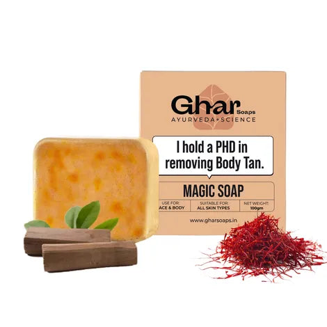 The Ghar Soaps Sandalwood & Saffron Magic Soaps For Bath Paraben Free 100g