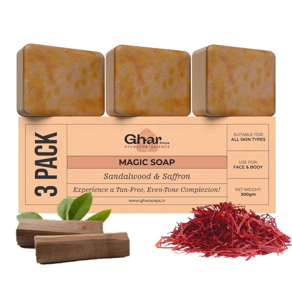 The Ghar Soaps Sandalwood & Saffron Magic Soaps For Bath Paraben Free 100g